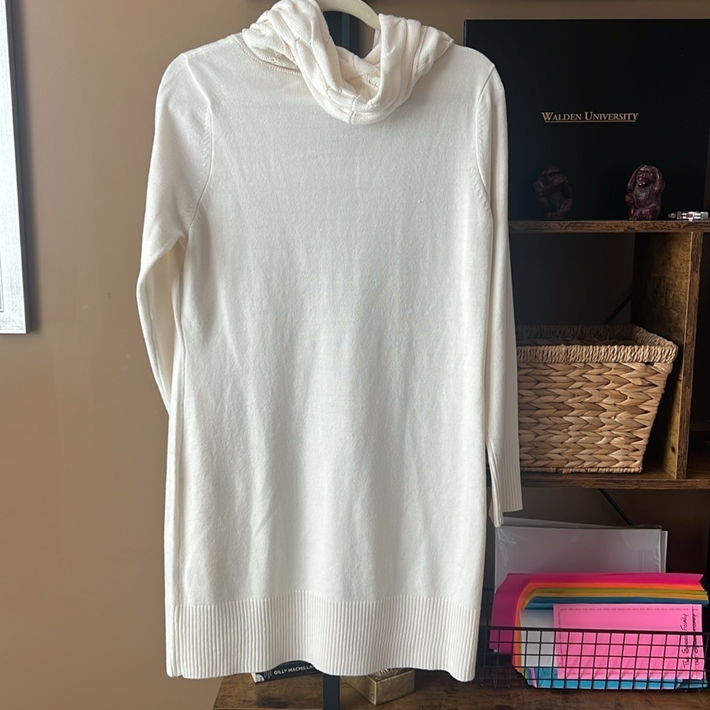 New York & Co cream cowl neck knit sweater dress - Picture 4 of 5